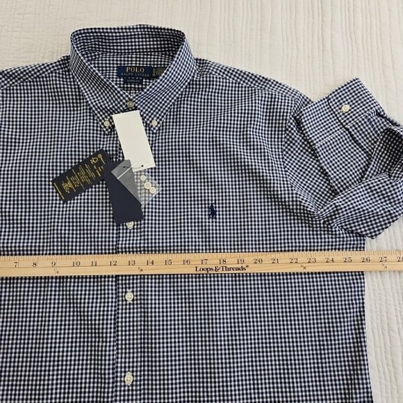NEW Polo Ralph Lauren Performance Shirt Men's XL Stretch Blue Check Classic Fit - Picture 10 of 16